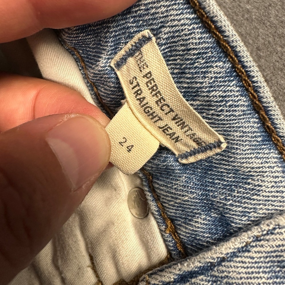 Madewell The Perfect Vintage Straight Jean Light Wash Raw Hem Women's 24 - Picture 3 of 10